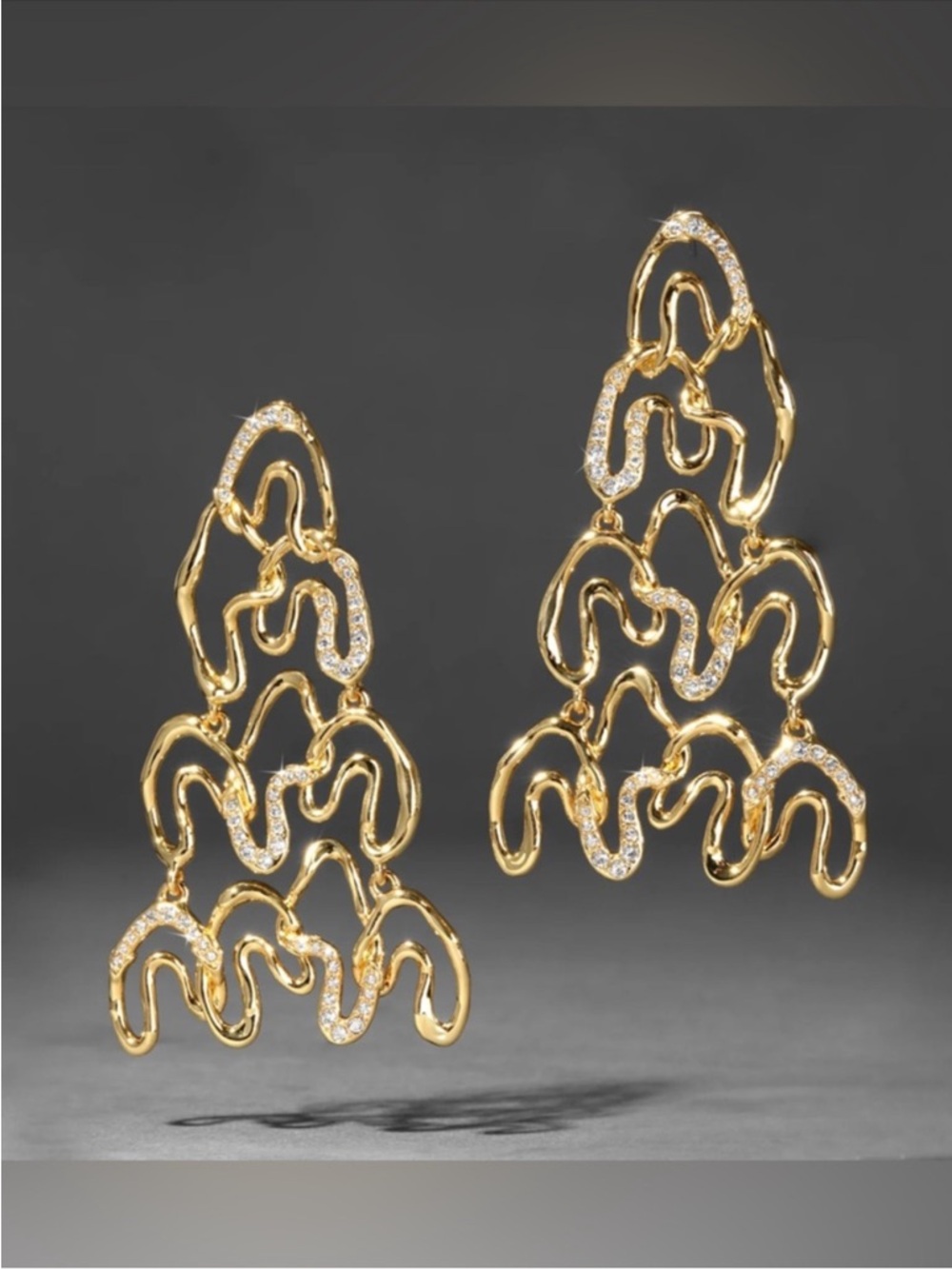 ALEXIS BITTAR • Solanales Gold Crystal Large Chandelier Earrings